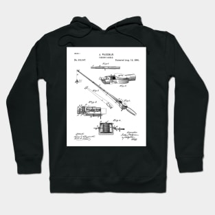 Fishing Rod Patent - Fishing Art - Black And White Hoodie